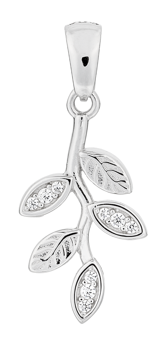 Anhänger Olivenzweig Silber 925/- mit CZ rhod. (280085)