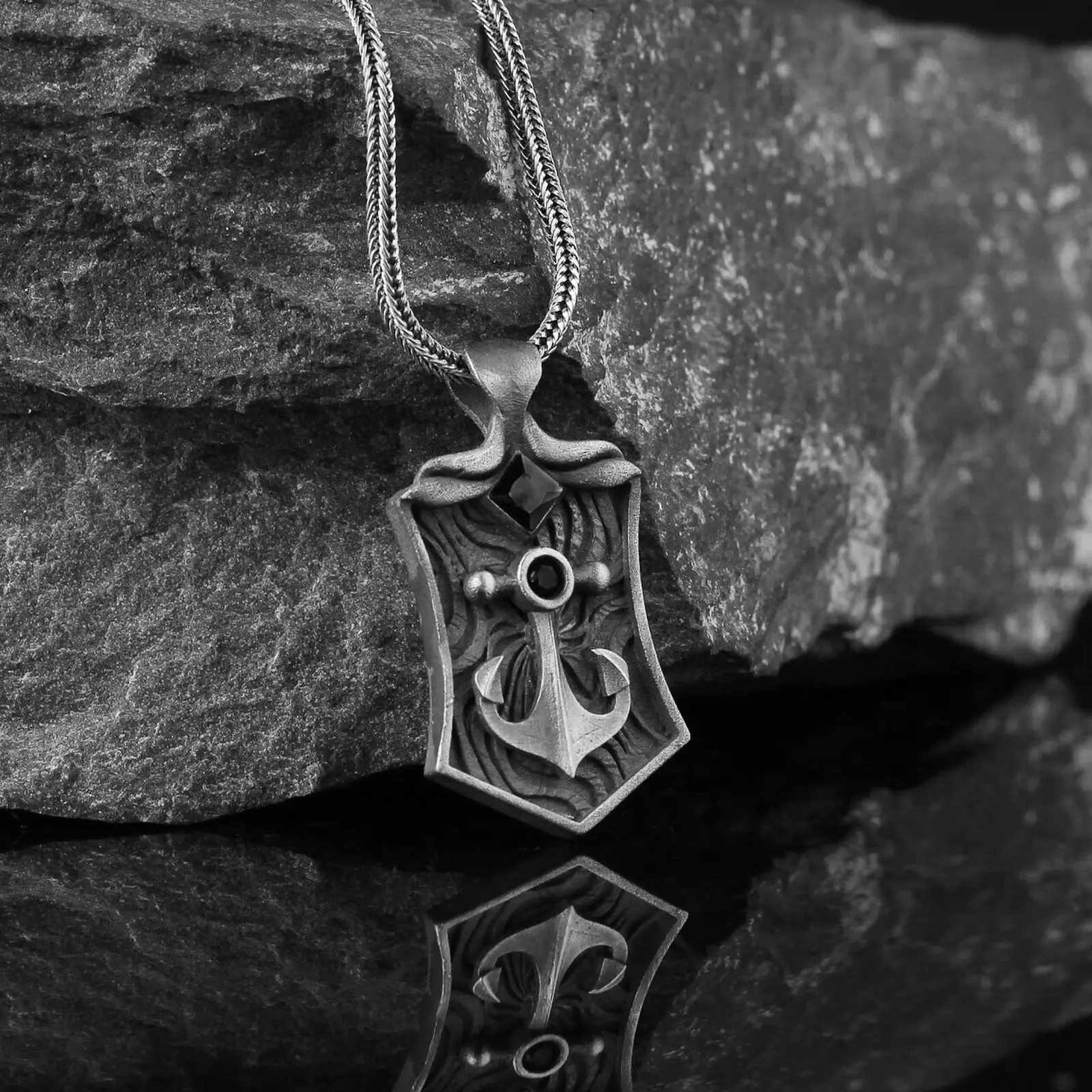 925K Sterling Silver Anchor Necklace