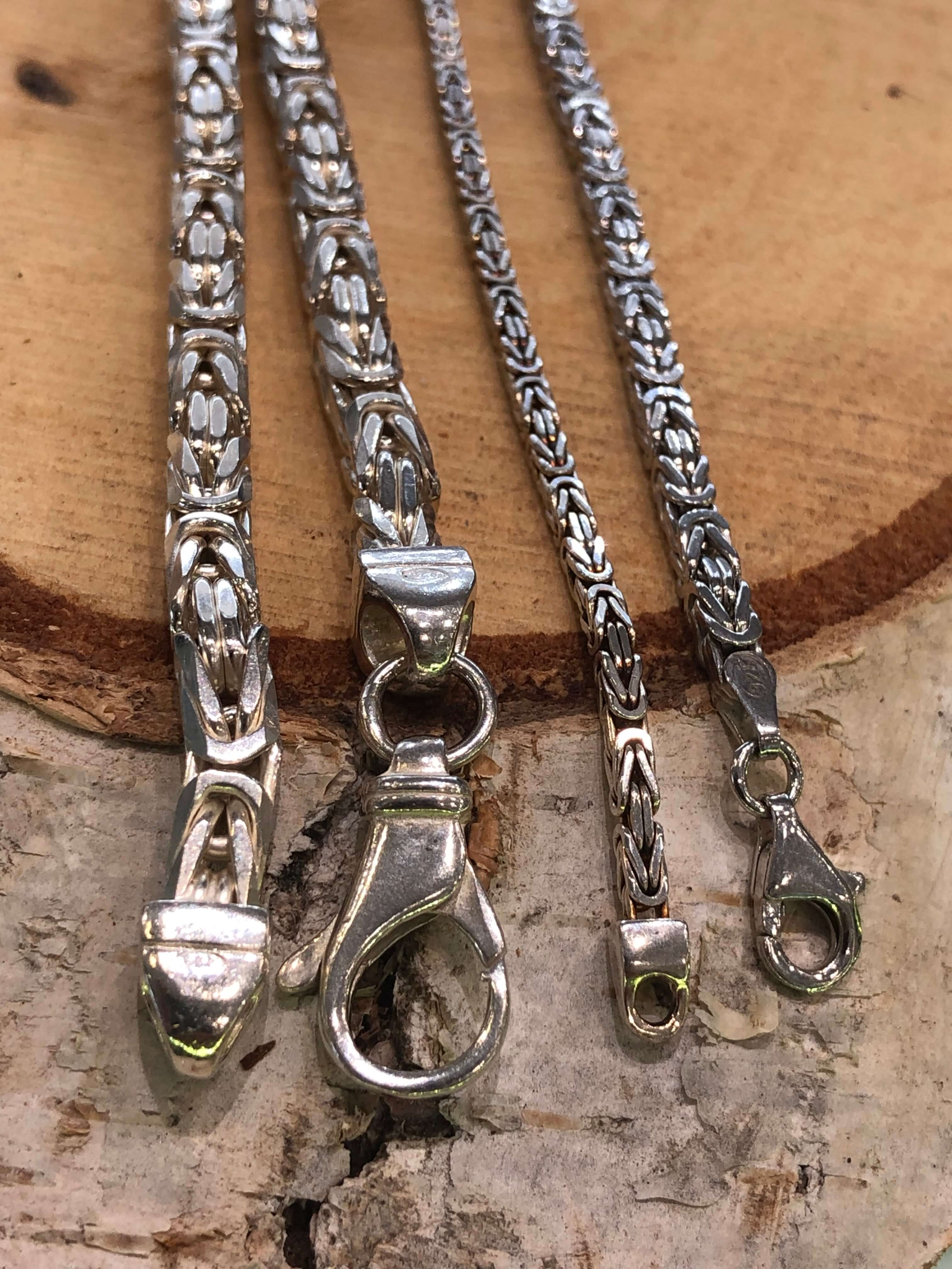 Königskette 2,5mm 925 Sterling Silber Königs Kette Herren massiv Halskette Armband