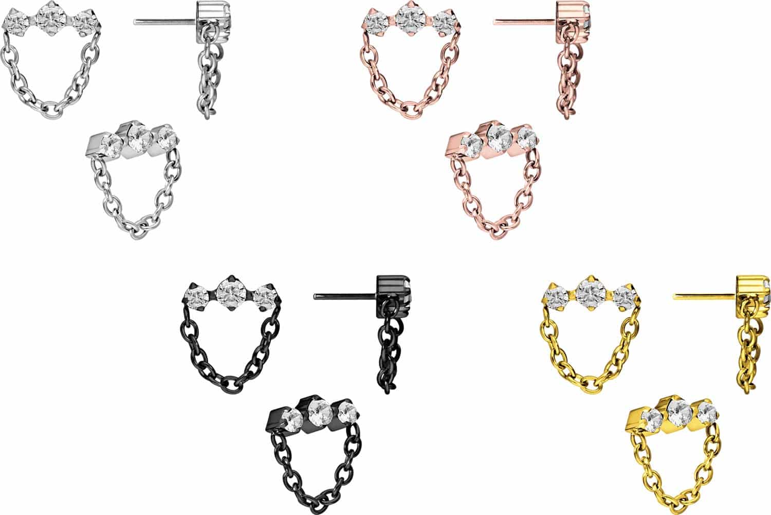 Titan Aufsatz mit Push Pin 3 EINGEFASSTE KRISTALLE + KETTE (PFT773_[224708])