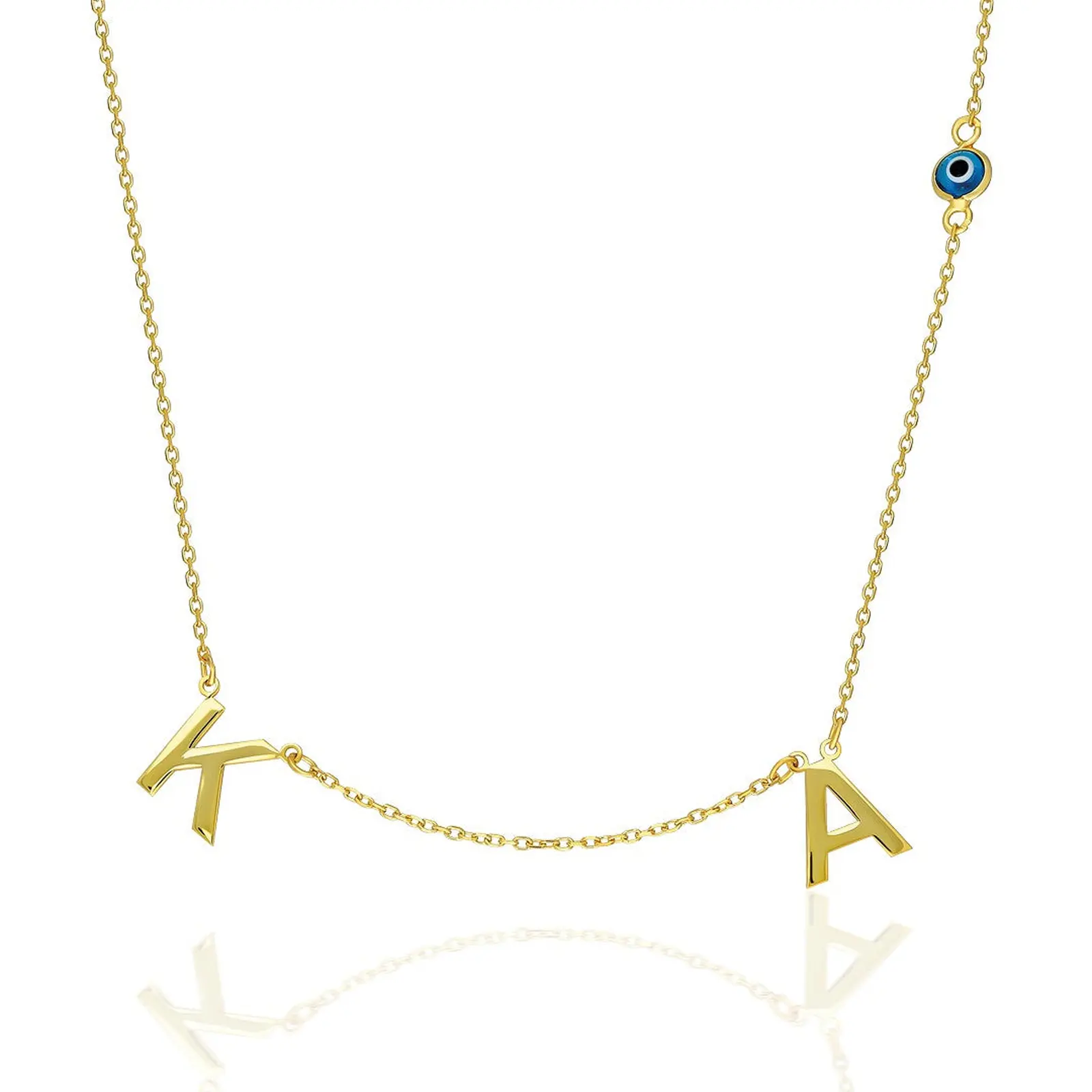 Evil Eye Letter Necklace - 925 Silver