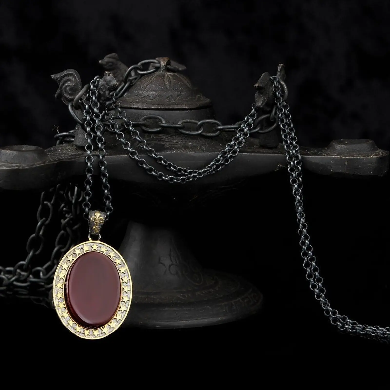 925K Sterling Silver Achat Necklace
