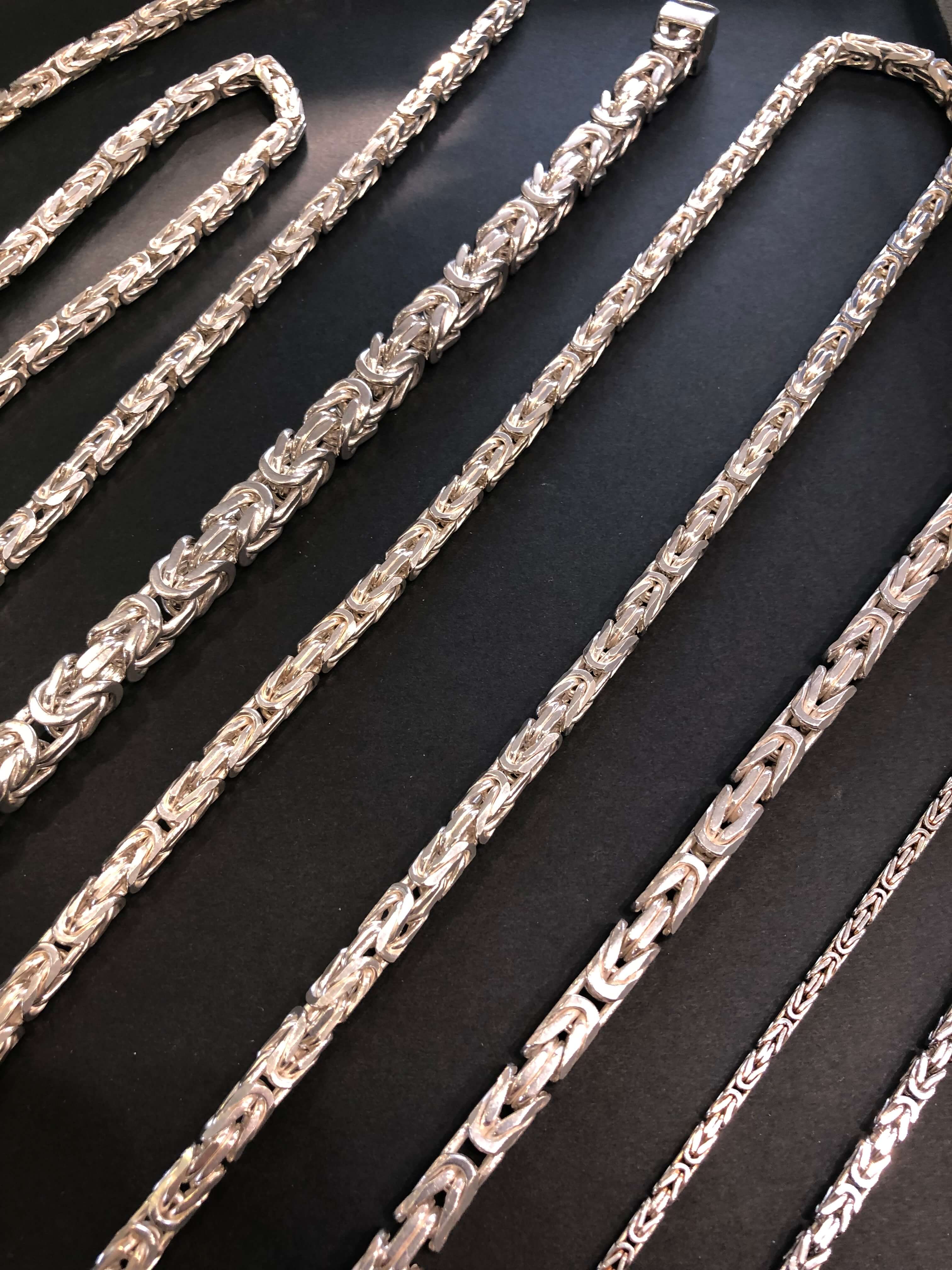 Königskette 2,5mm 925 Sterling Silber Königs Kette Herren massiv Halskette Armband