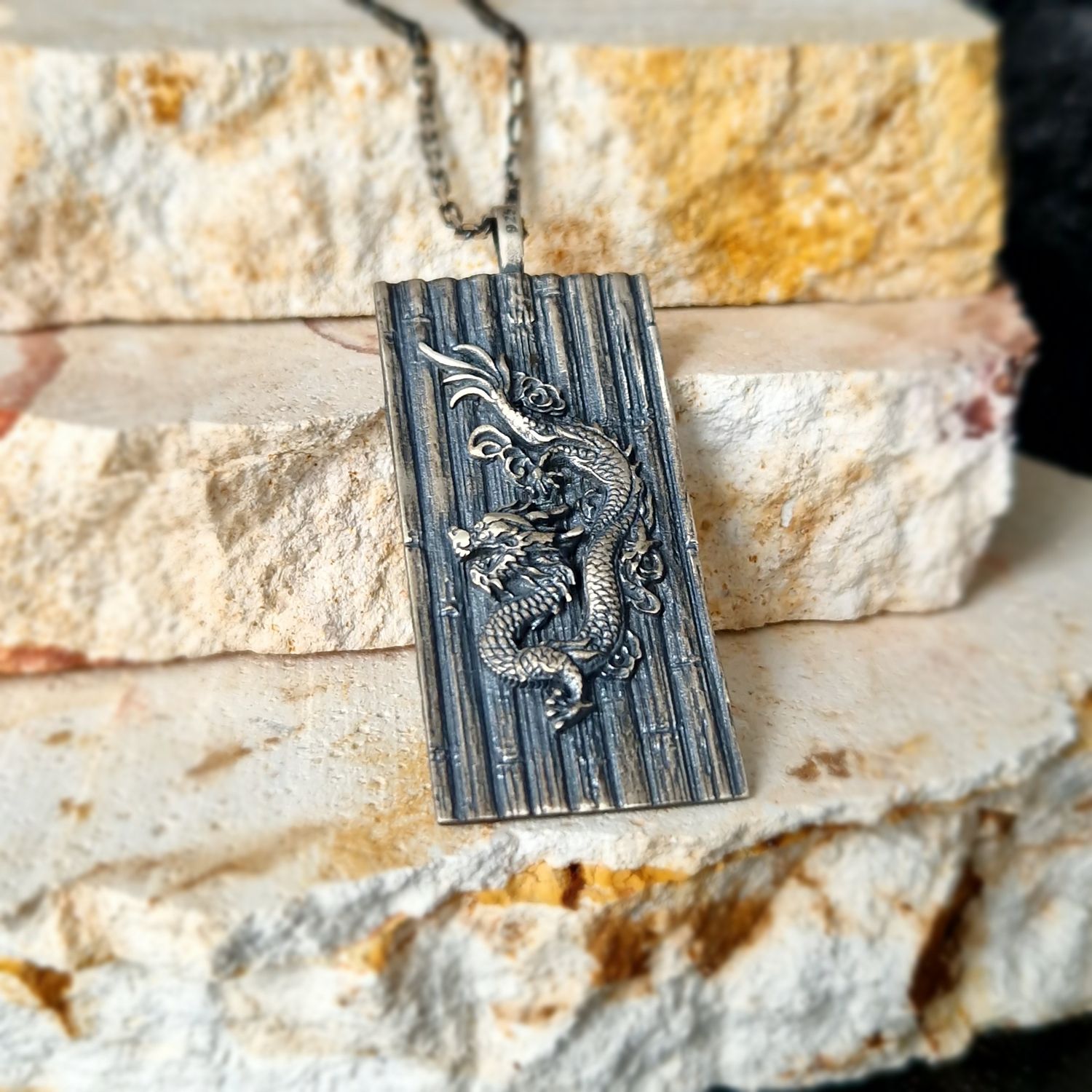 925K Sterling Silver Dragon Necklace