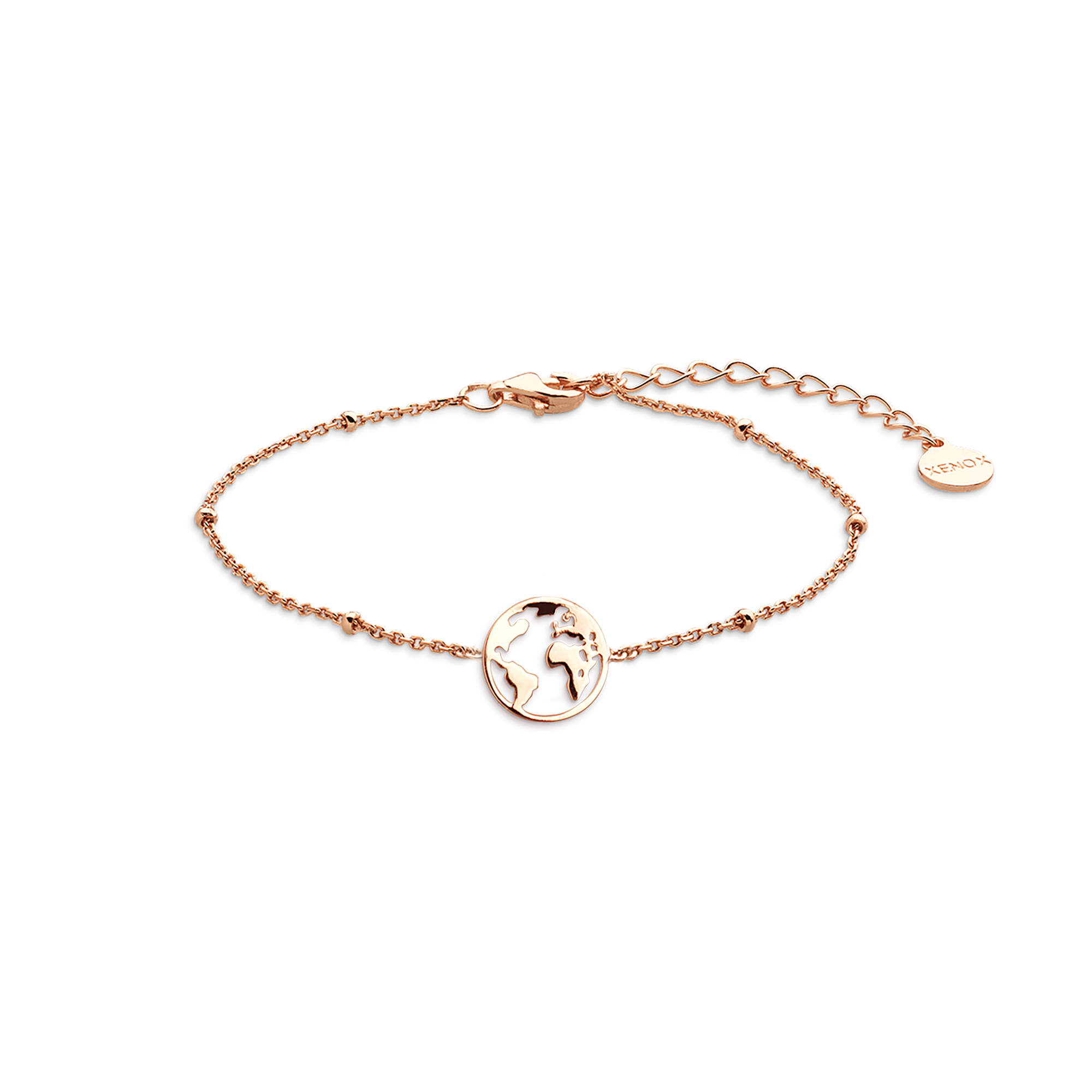 WELTKUGEL Armband 925/- Sterlingsilber, rhodiniert - roséfarben / 18,5 (XS2986R · silberfarben, goldfarben, roséfarben)
