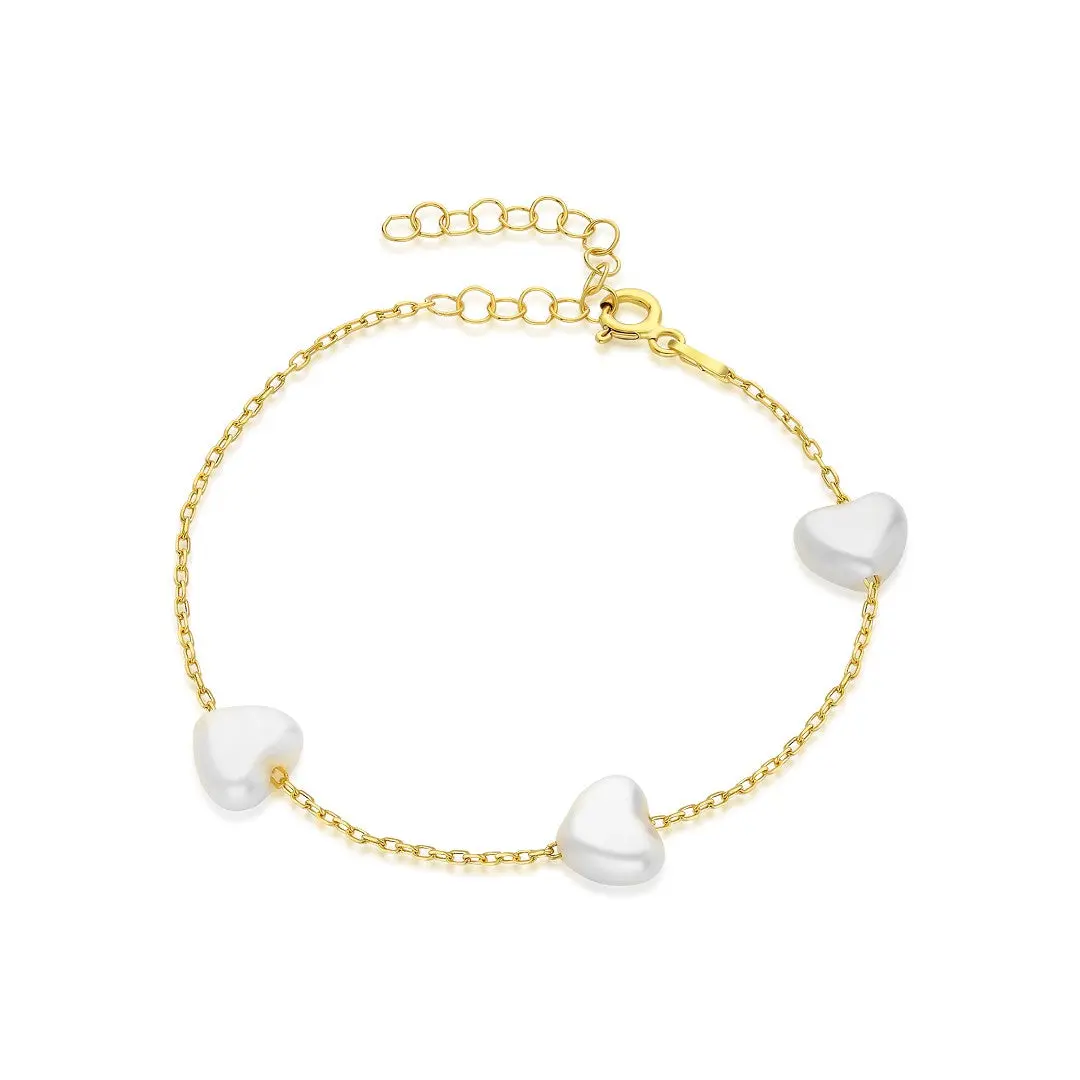 Heart Beaded Bracelet - 925 SILVER