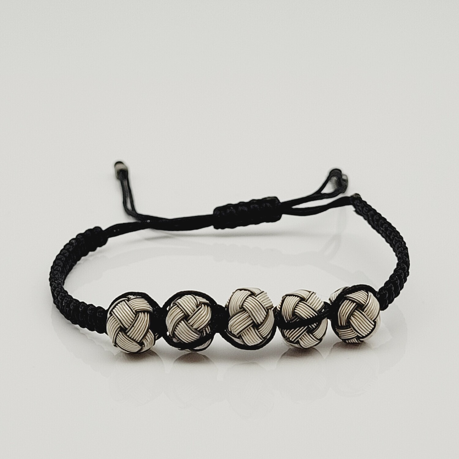 Bracelet 925 Silver Pearl Cord White Black | Wadlyn (WAD/A0029)
