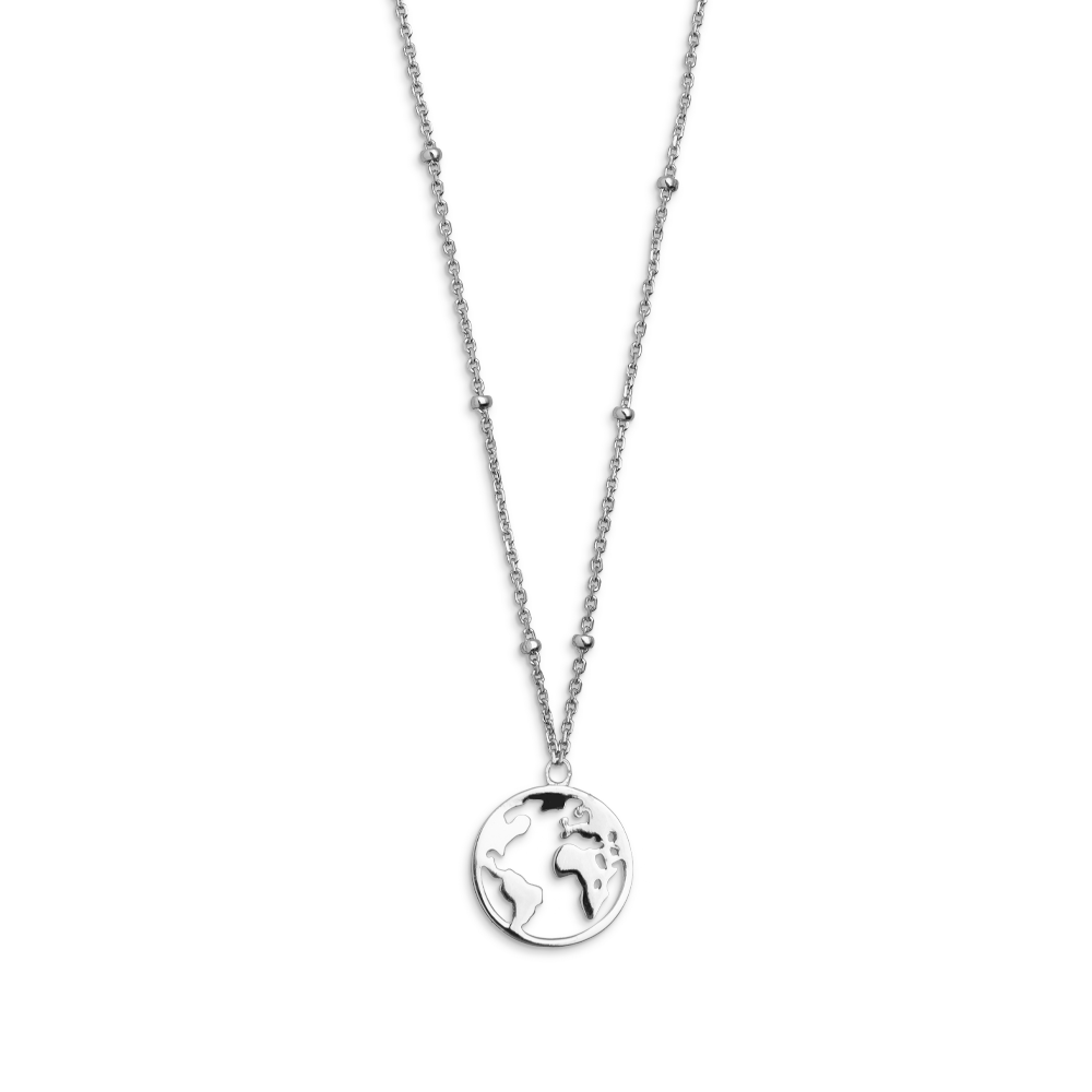 WELTKUGEL Halskette 925/- Sterlingsilber, rhodiniert - silberfarben / 45 (XS2984 · silberfarben, goldfarben)