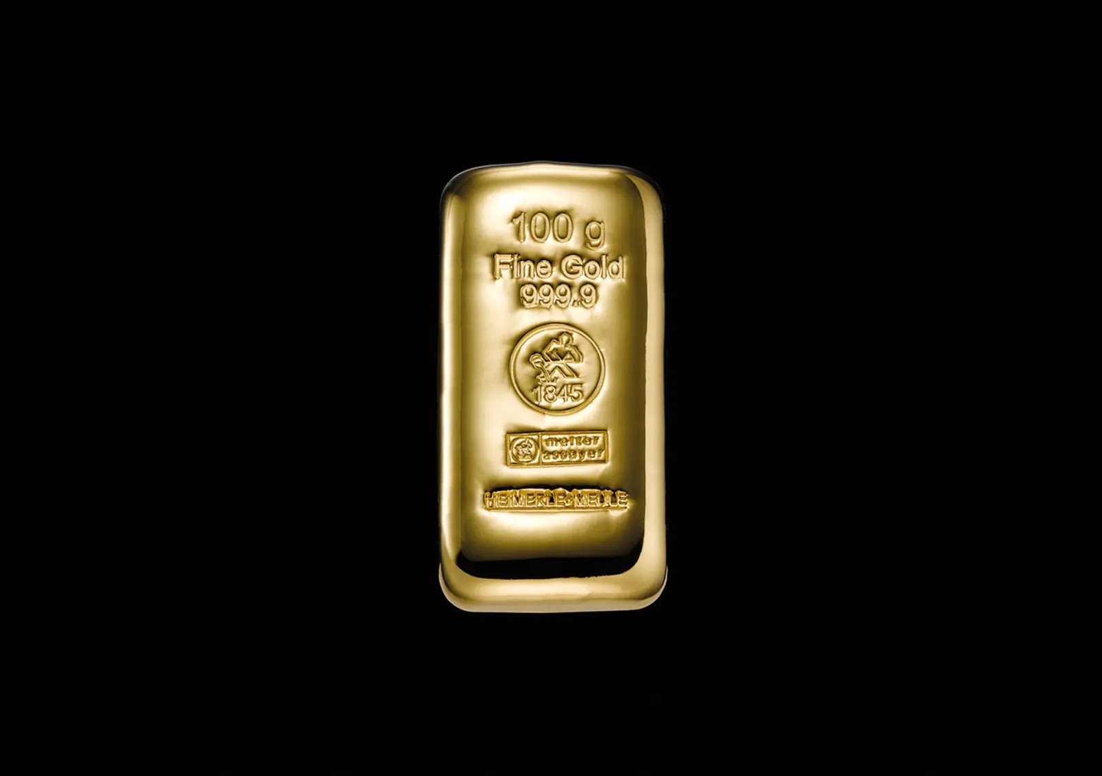 Goldbarren 100 g. gegossen H+M