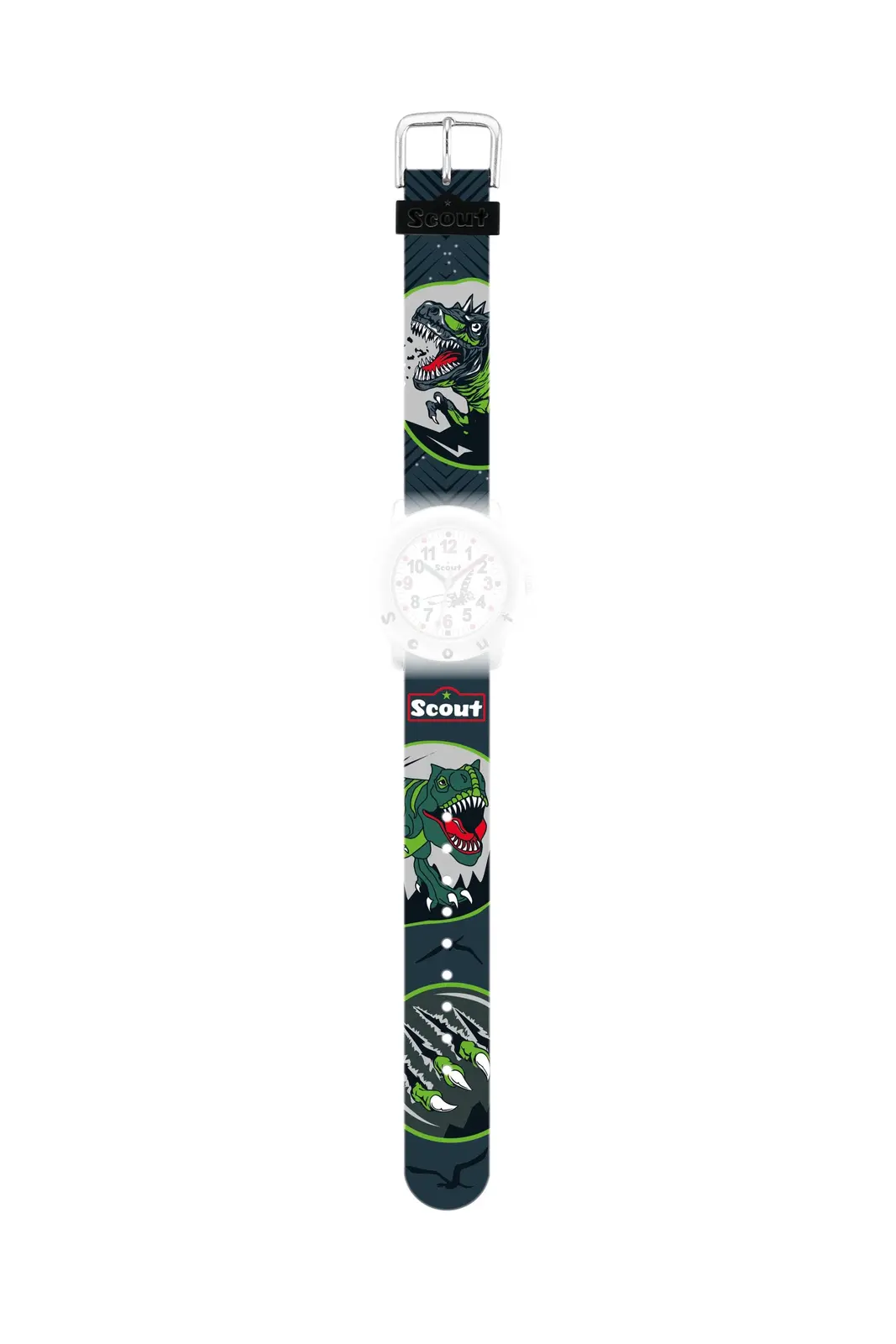 Scout Kunstlederband Motiv Dino schwarz/grün