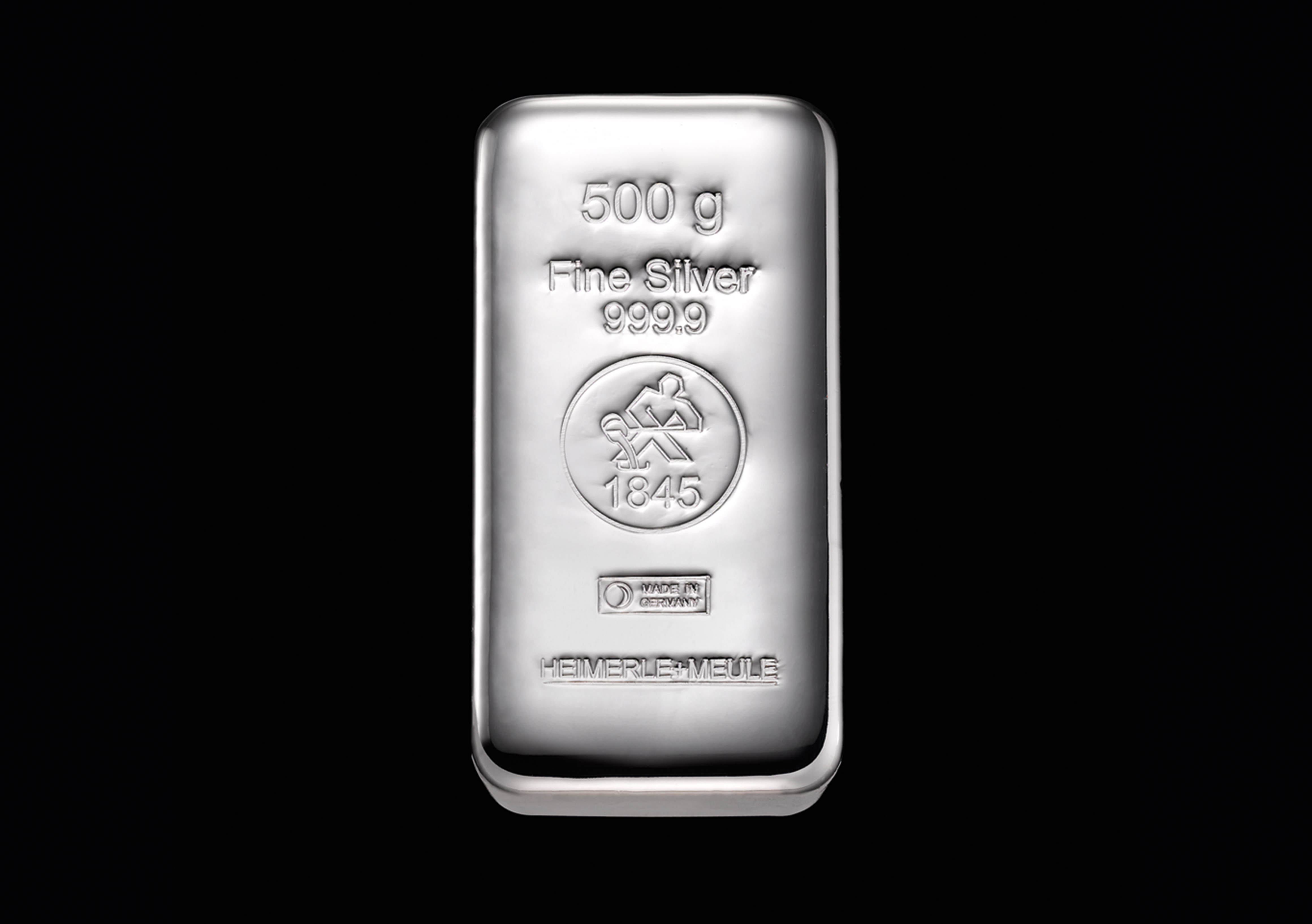 Silberbarren 500 g. gegossen H+M