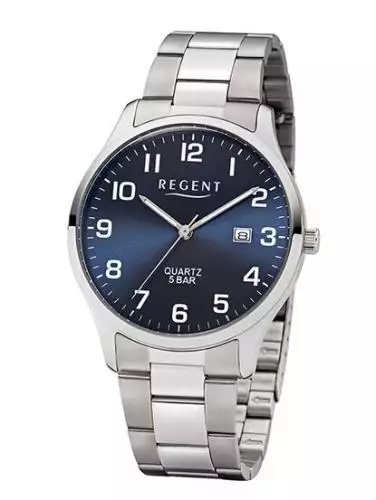 REGENT F-1179 Herrenuhr Edelstahl 39 mm Blau 5 BAR Quarz