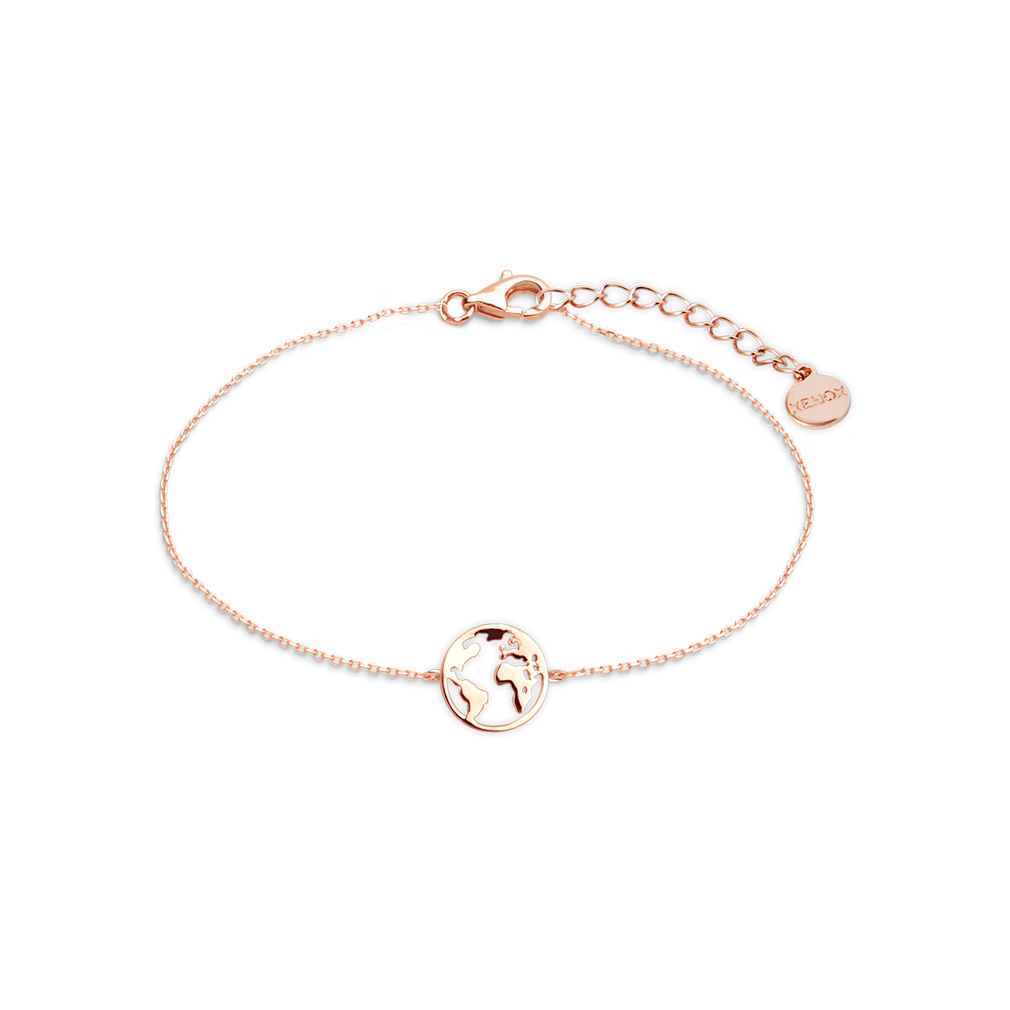 WELTKUGEL Armband 925/- Sterlingsilber, rhodiniert - roséfarben / 18,5 (XS3165R · silberfarben, goldfarben, roséfarben)