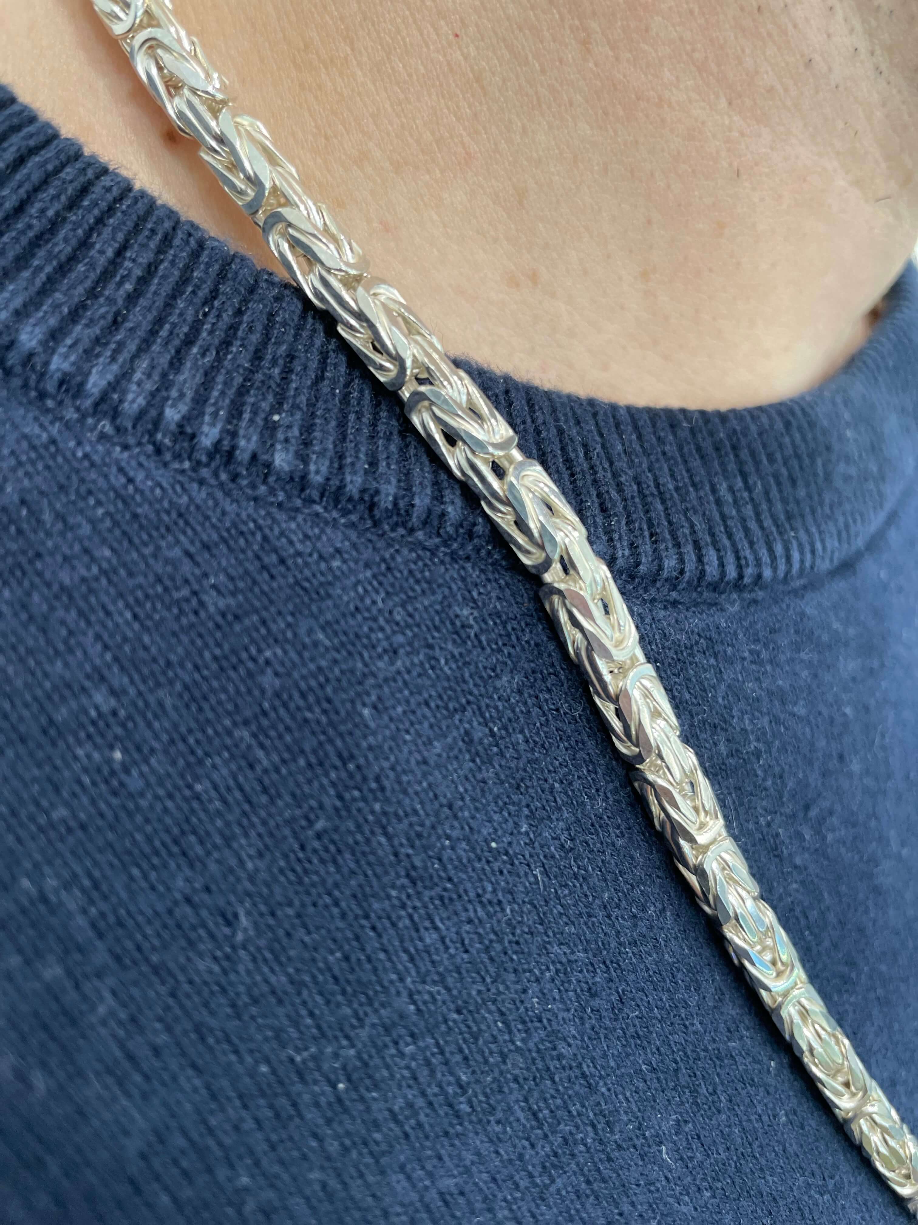 Königskette 5mm 925 Sterling Silber Königs Kette Herren massiv Halskette Armband