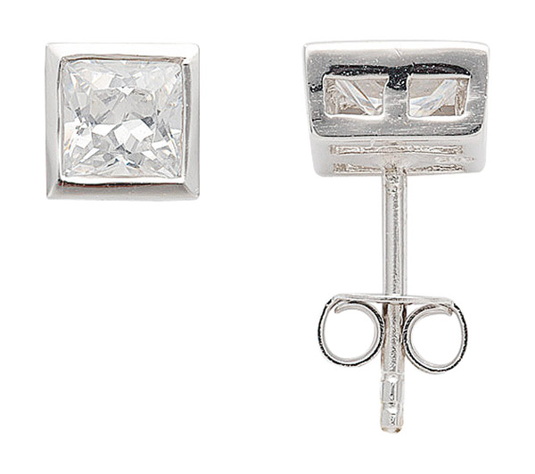 Zarge Ohrstecker aus Silber mit Zirkonia (OS114532)