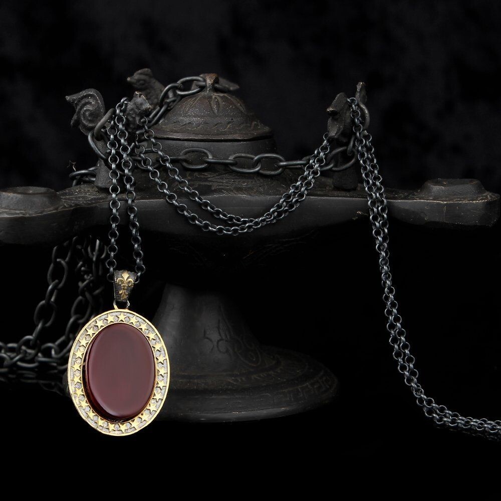 925K Sterling Silver Achat Necklace