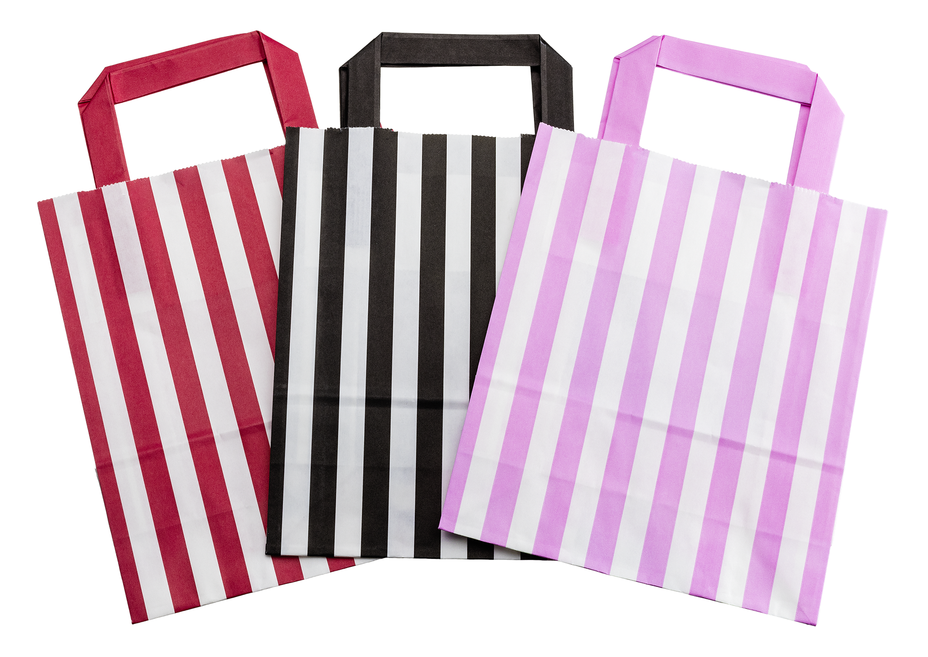 Papier Tragetaschen Streifen rosa klein VE=10 (L1033)