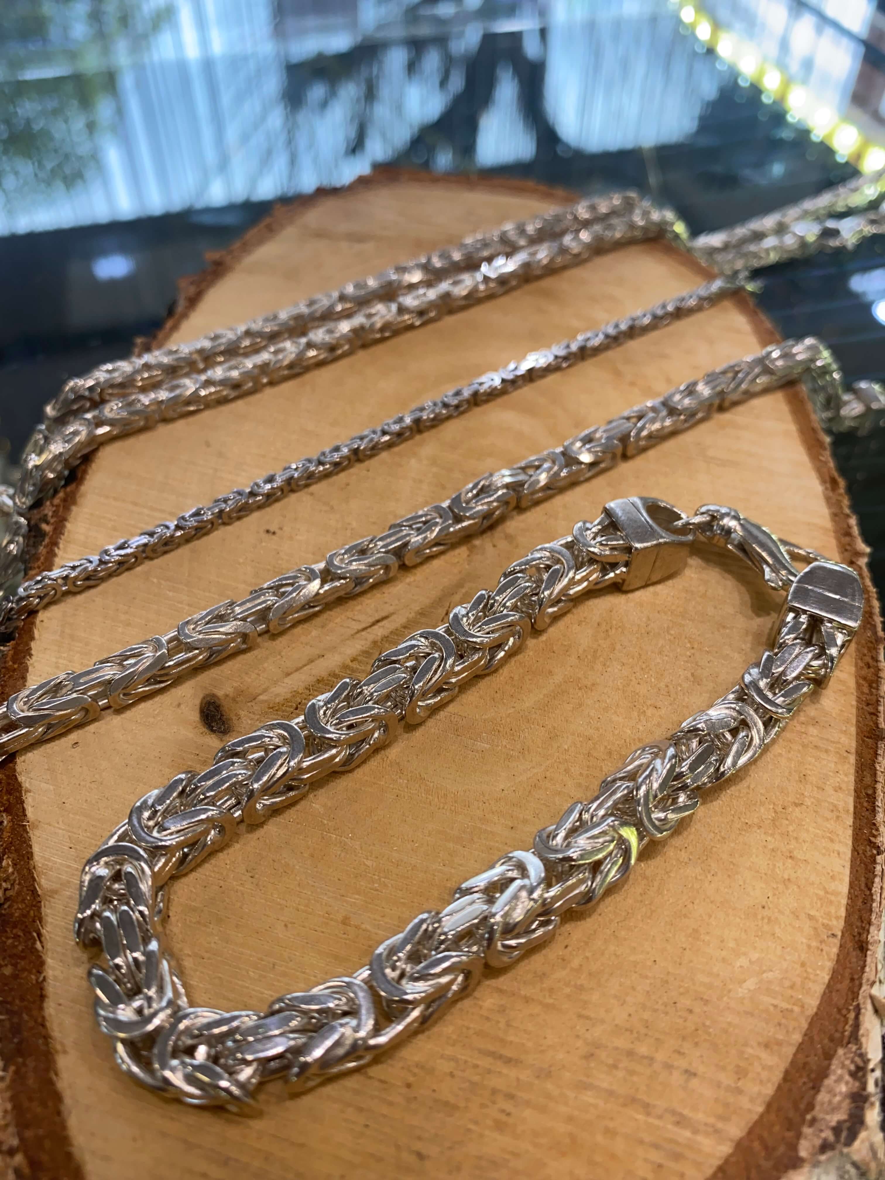 Königskette 2,5mm 925 Sterling Silber Königs Kette Herren massiv Halskette Armband
