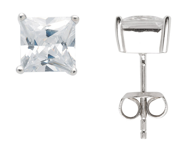 Krappenfassung Ohrstecker aus Silber mit Zirkonia (OS114520)