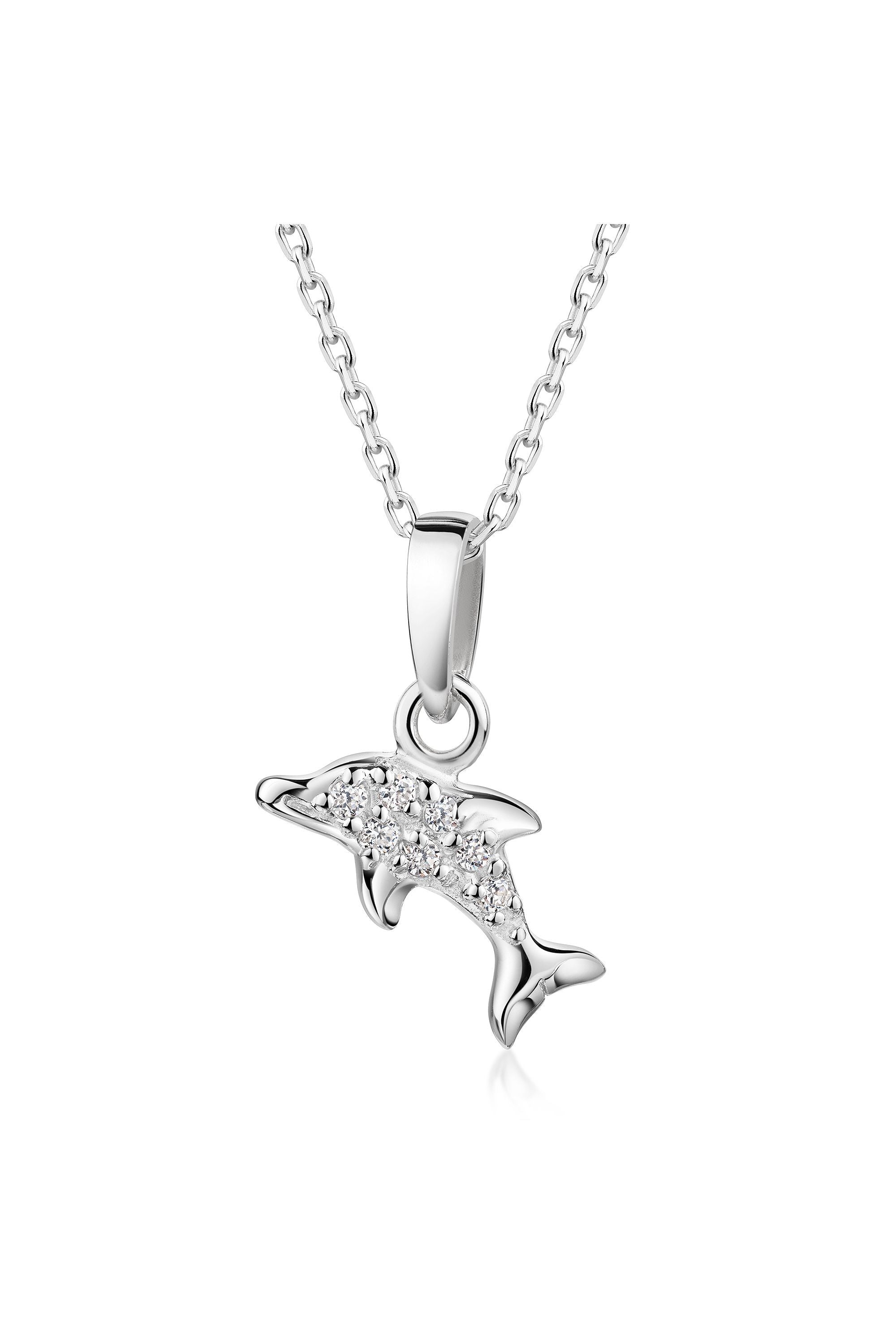 Scout Anhänger mit Kette 925/- Sterling Silber rhodiniert Delfin Zirkonia (500245638)