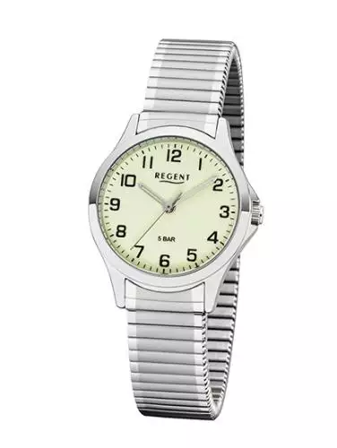 REGENT 2242423 Damenuhr 29 mm Leuchtzifferblatt Silber Zugband