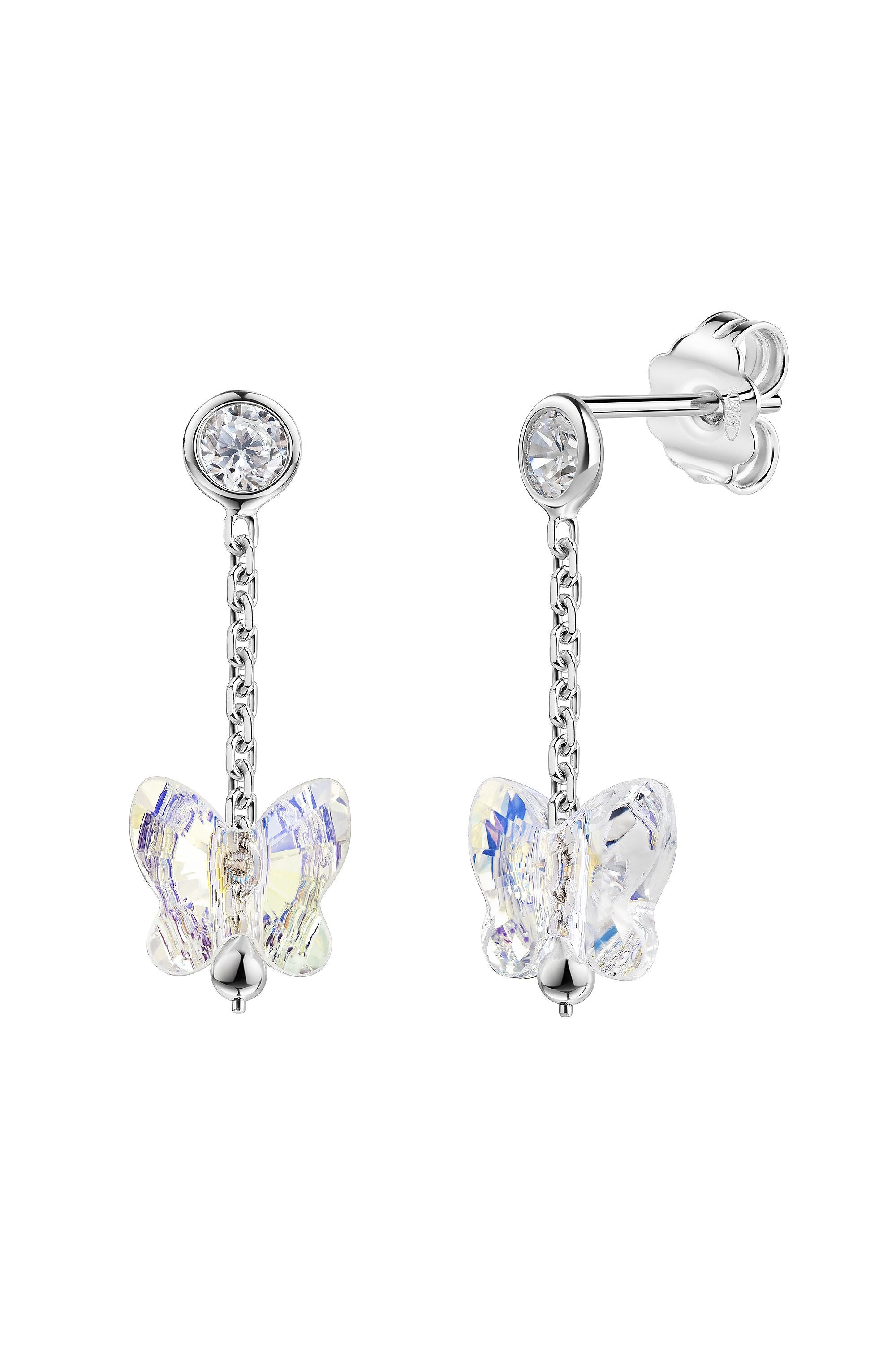 Scout Ohrstecker Silber 925 rhodiniert 20mm lang mit Schmetterling-Motiv aus Kristall (160220007)
