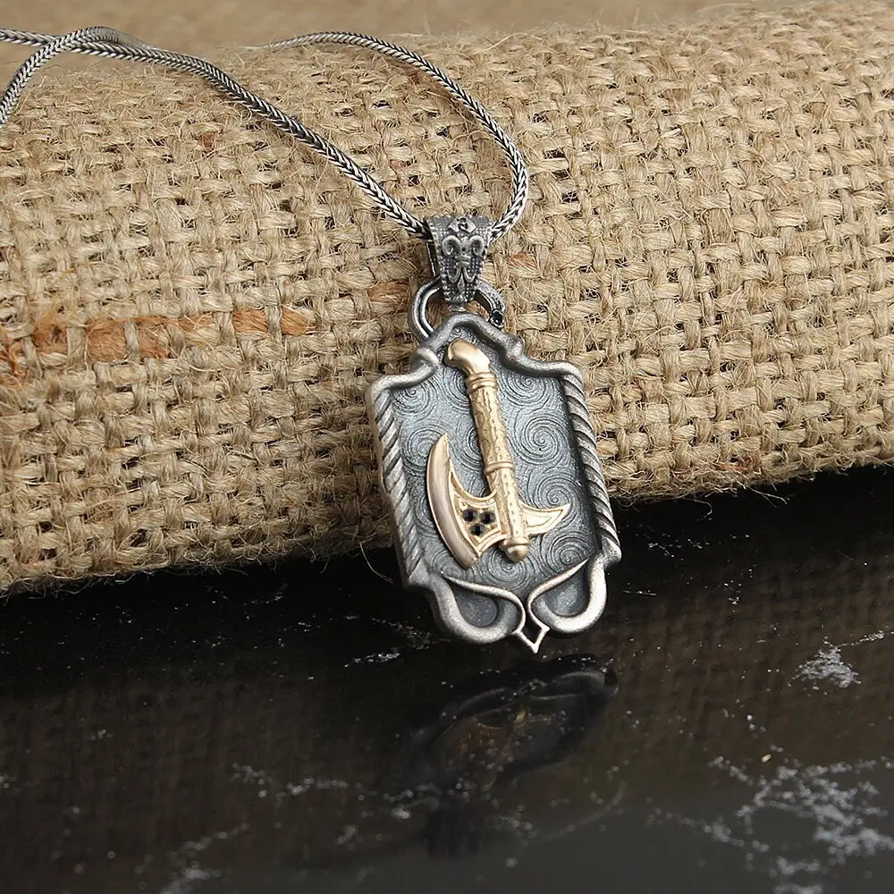 925K Sterling Silver Axe Necklace