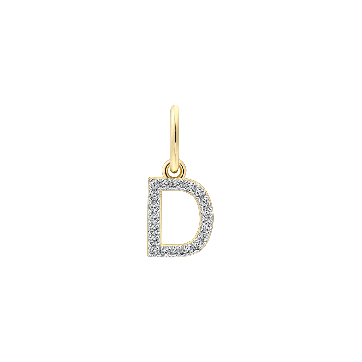 D LETTER Charm 925/- Sterlingsilber, 18k Vergoldung