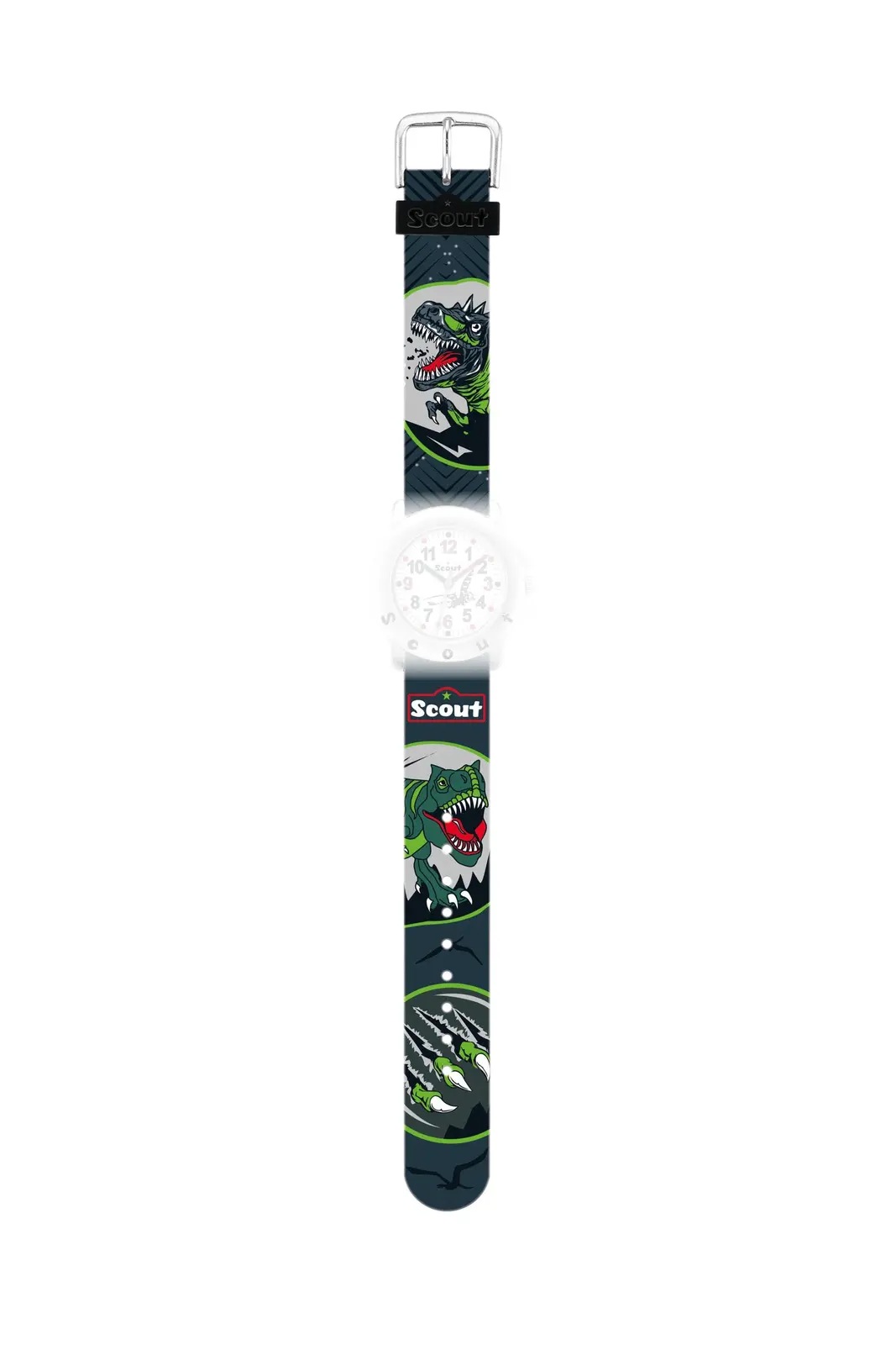 Scout Kunstlederband Motiv Dino schwarz/grün
