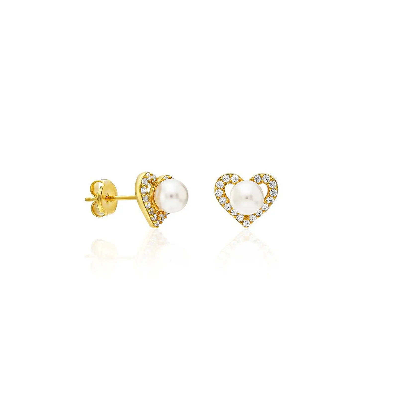 Heart Pearl Earrings - 925 Silver