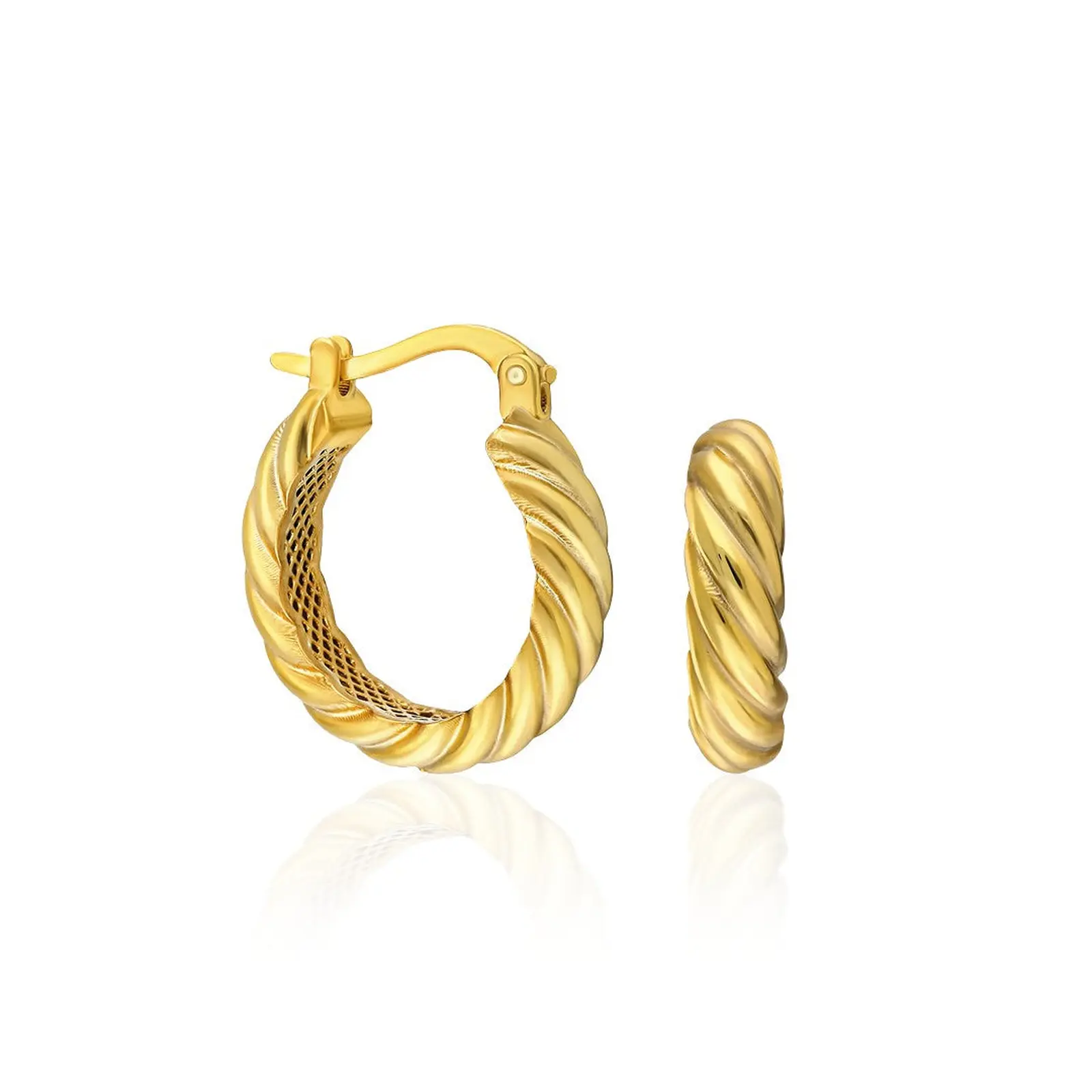Thick Twisted Hoop Earrings - 925 SILVER