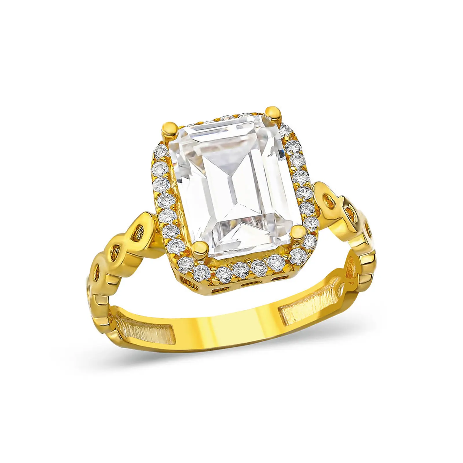 Square Baguette Stone Ring - 925 Silver