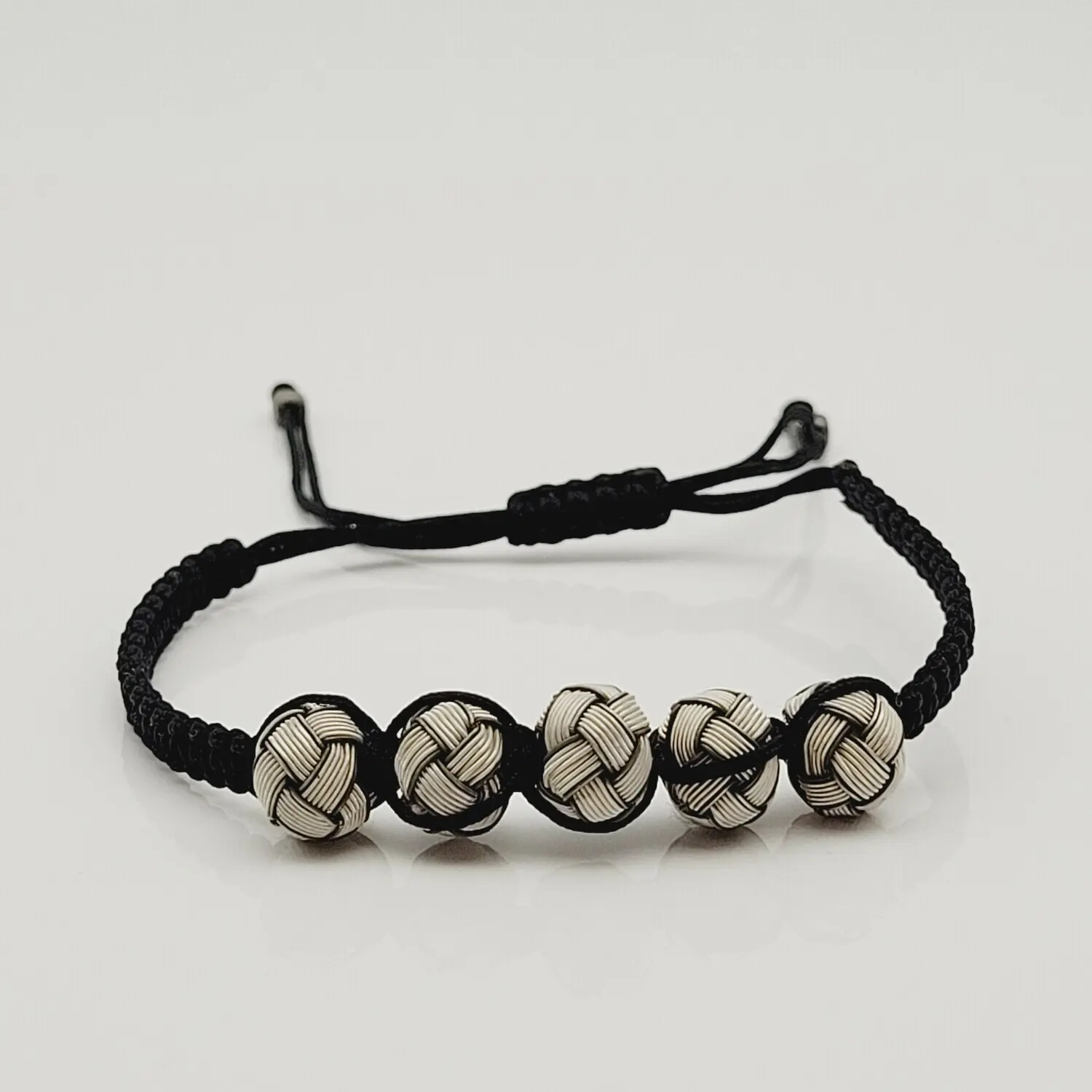 Bracelet 925 Silver Pearl Cord White Black