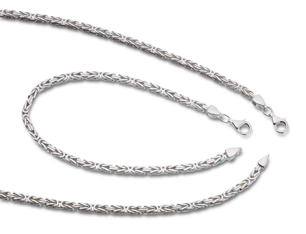 Königskette 3,5mm 925 Sterling Silber Königs Kette Herren massiv Halskette Armband