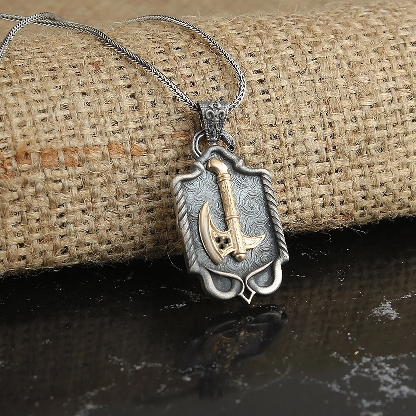 925K Sterling Silver Axe Necklace