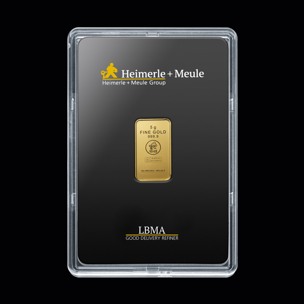 Goldbarren 5 g. H+M geprägt