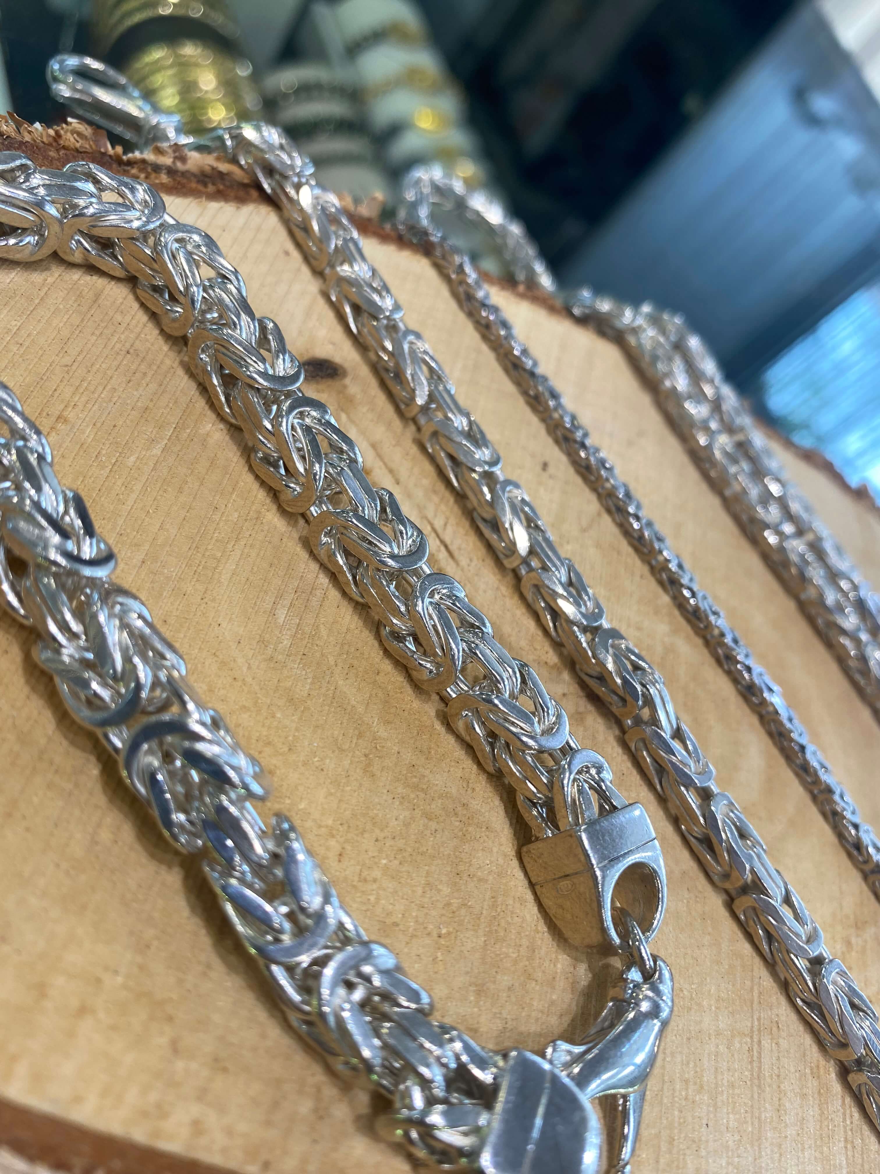 Königskette 2,5mm 925 Sterling Silber Königs Kette Herren massiv Halskette Armband