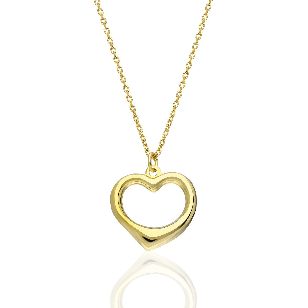 Hollow Heart Necklace - 925 Silver