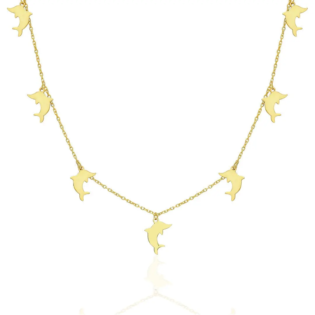 Row Dolphin Necklace - 925 SILVER