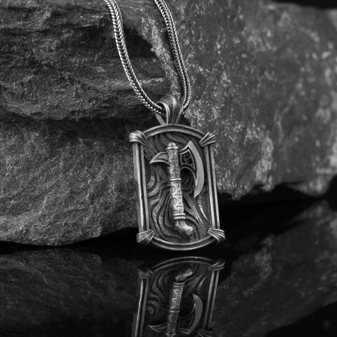 925K Sterling Silver Axe Necklace