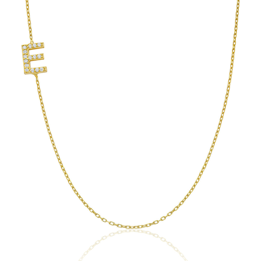 Stone Letter Collar Necklace - 925 SILVER