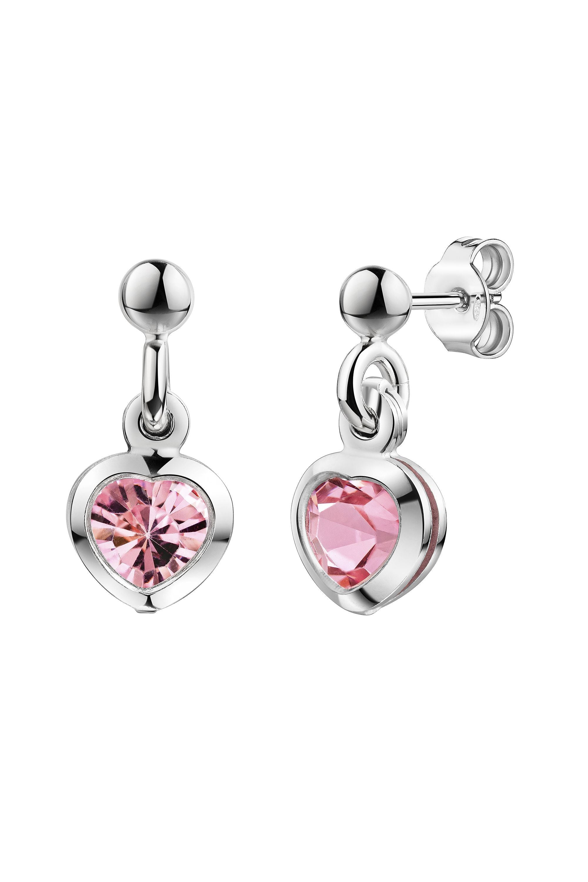 Scout Ohrhänger 925/- Sterling Silber rhodiniert Herz rosa Kristall (160230006)