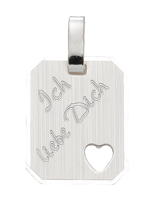 Eckige Gravurplatte mit Schrift aus Silber