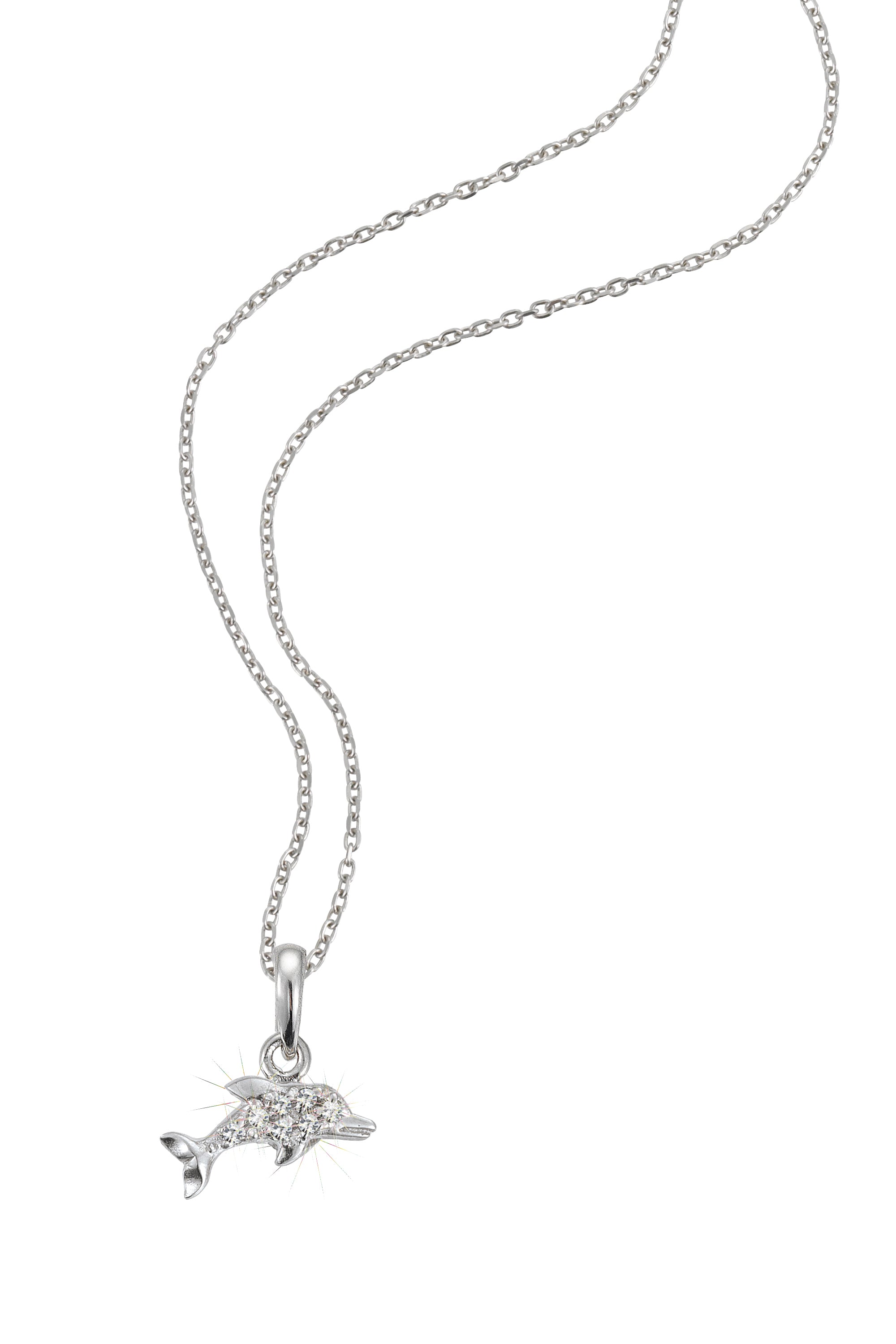 Scout Anhänger mit Kette 925/- Sterling Silber rhodiniert Delfin Zirkonia - OneSize (500245638)