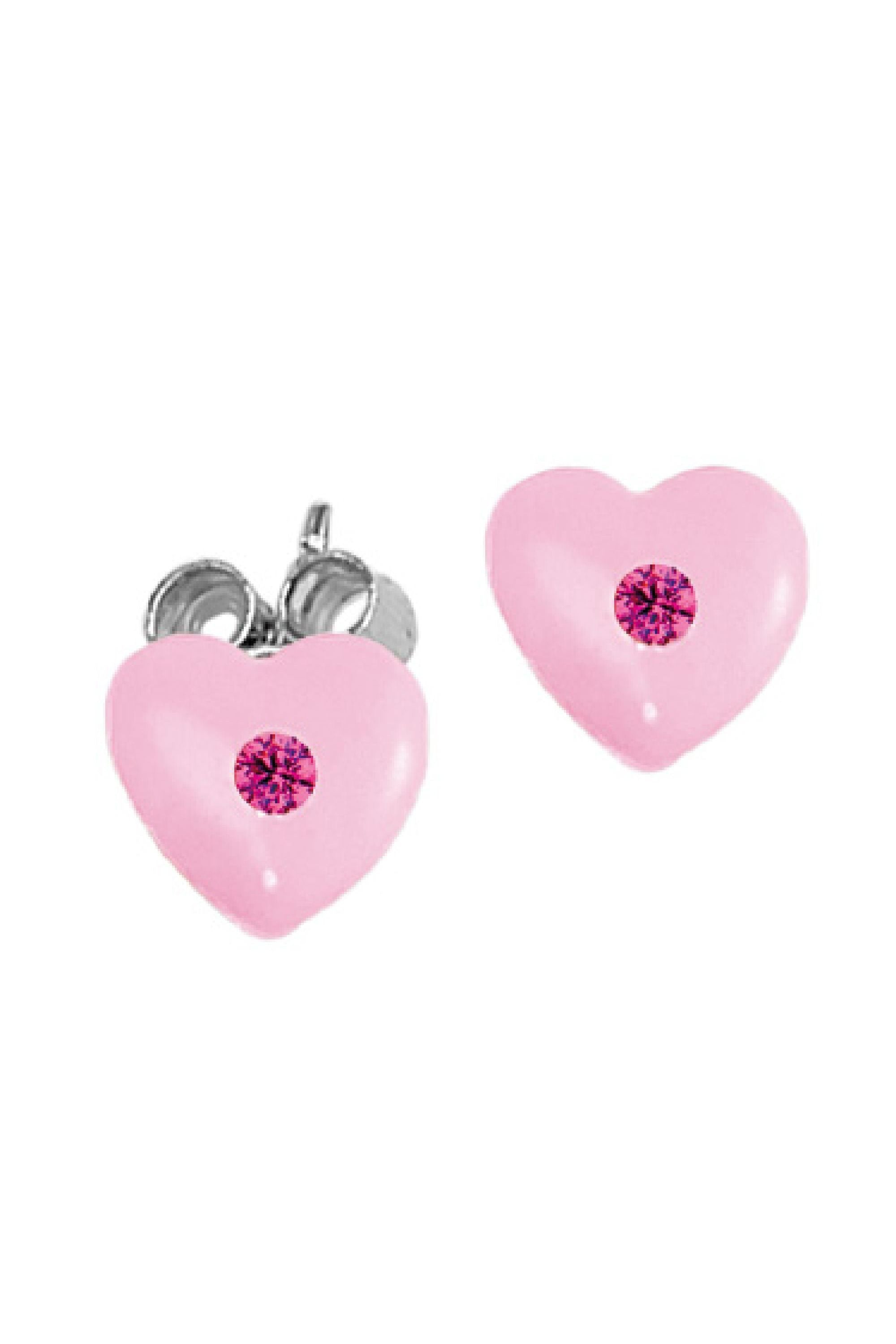 Scout Ohrstecker 925/- Sterling Silber rhodiniert Herz rosa Zirkonia - OneSize (160220021)