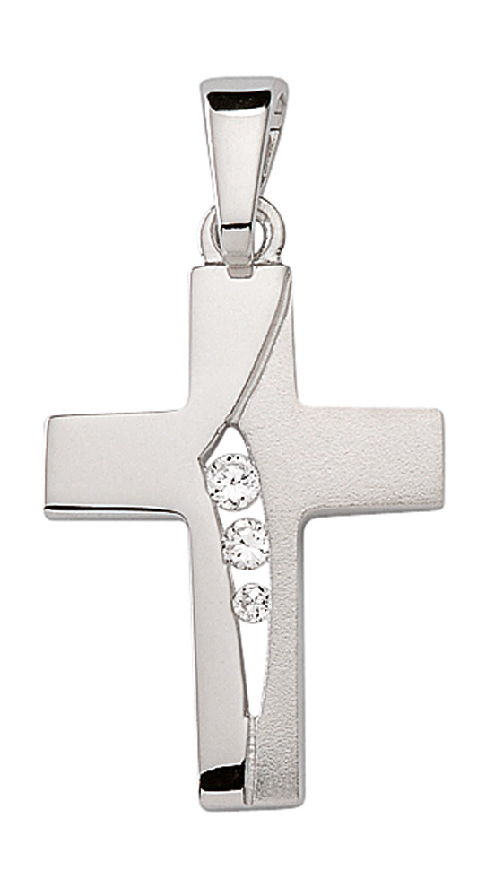 Kreuzanhänger aus Silber mit Zirkonia
