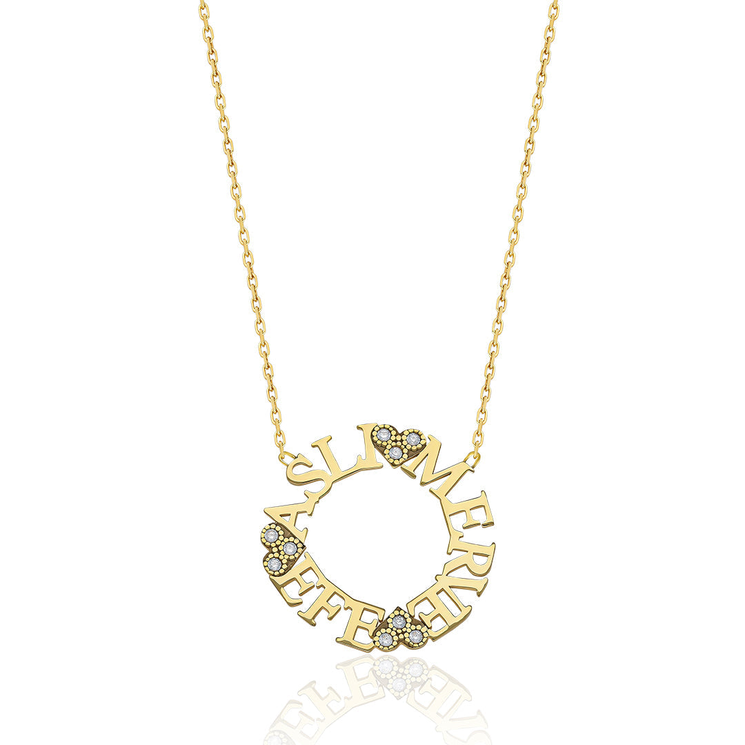 Circle name chain family necklace - 925 SILVER