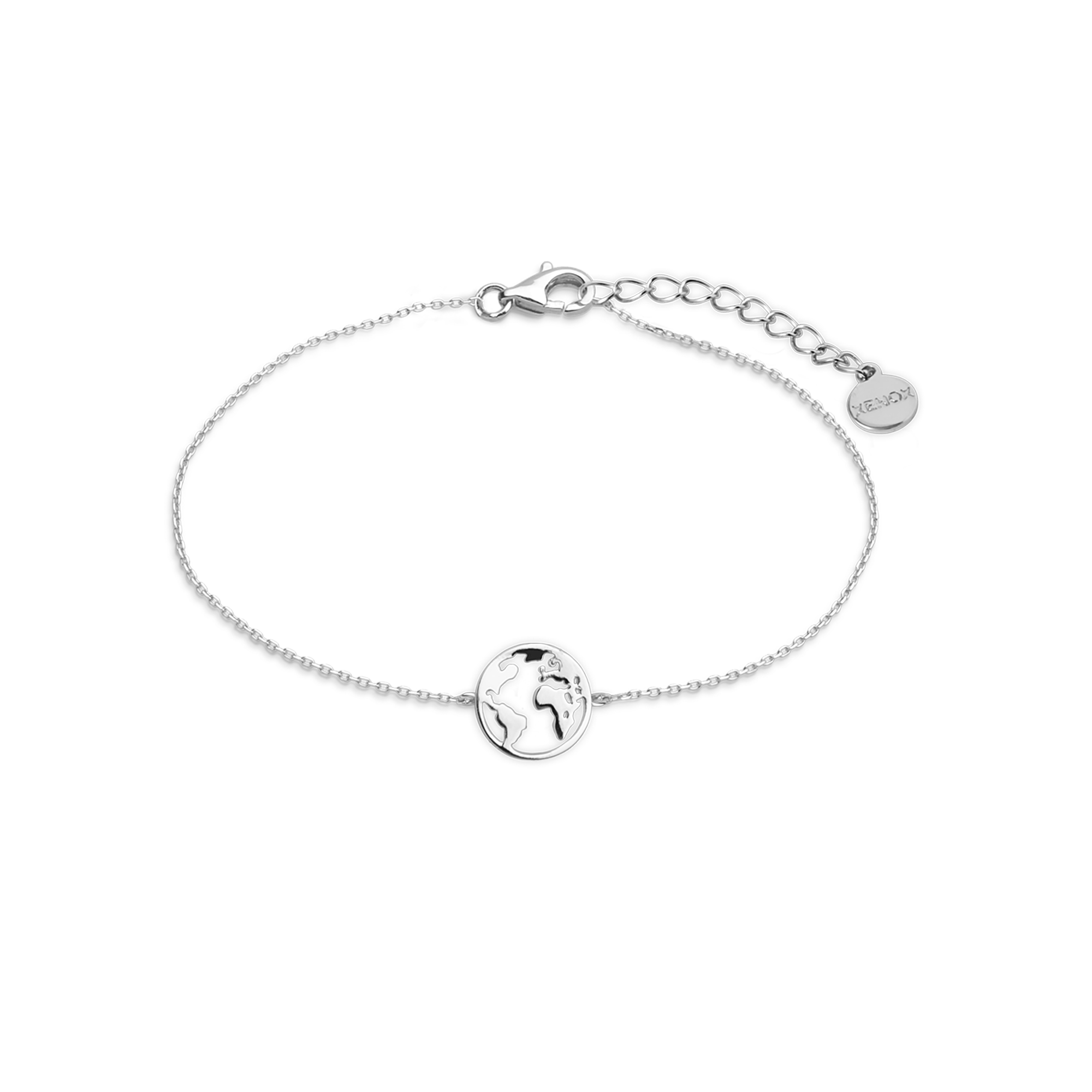 WELTKUGEL Armband 925/- Sterlingsilber, rhodiniert - silberfarben / 18,5 (XS3165 · silberfarben, goldfarben, roséfarben)