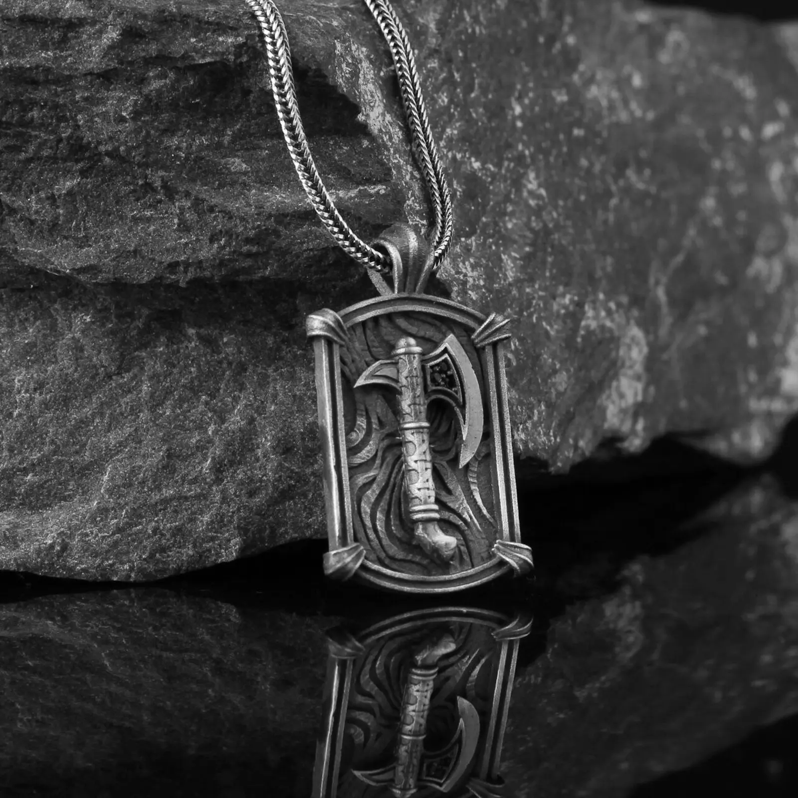 925K Sterling Silver Axe Necklace