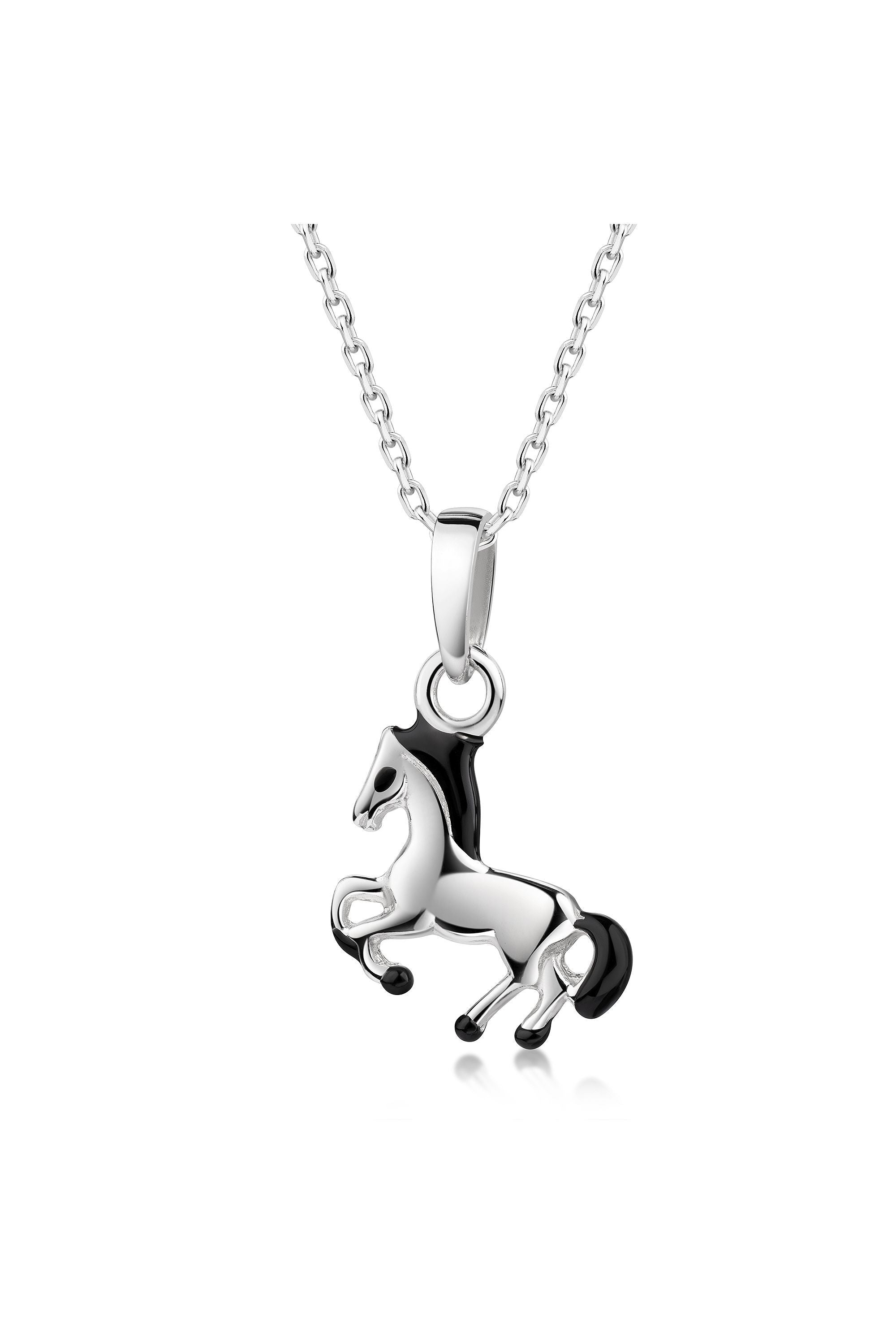 Scout Anhänger mit Kette 925/- Sterling Silber rhodiniert Pferd silber/schwarz (500245637)